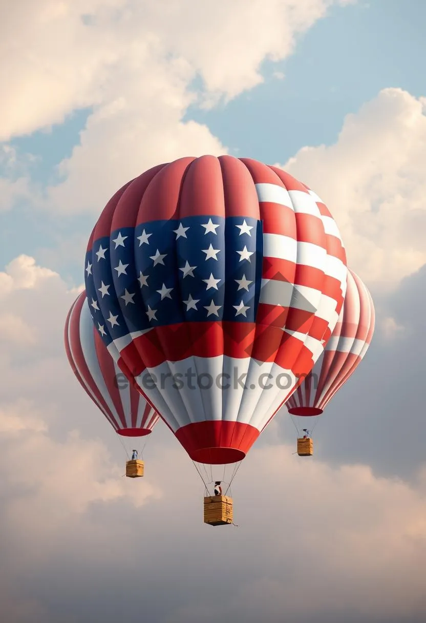 Picture of Colorful Hot Air Balloon Flying in the Sky