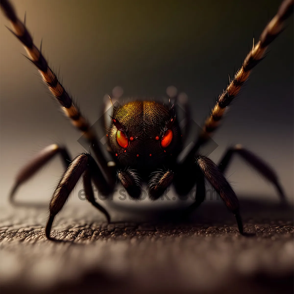 Picture of Black Widow Spider Close-Up in Leaf