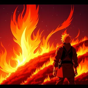 Flaming Inferno: Fiery Digital Motion Art Wallpaper