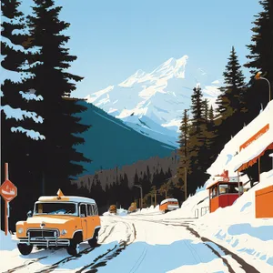 Snow-covered Alpine Peaks in Winter Wonderland