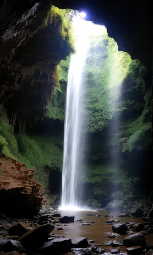 Refreshing Flowing Waterfall in Serene Forest