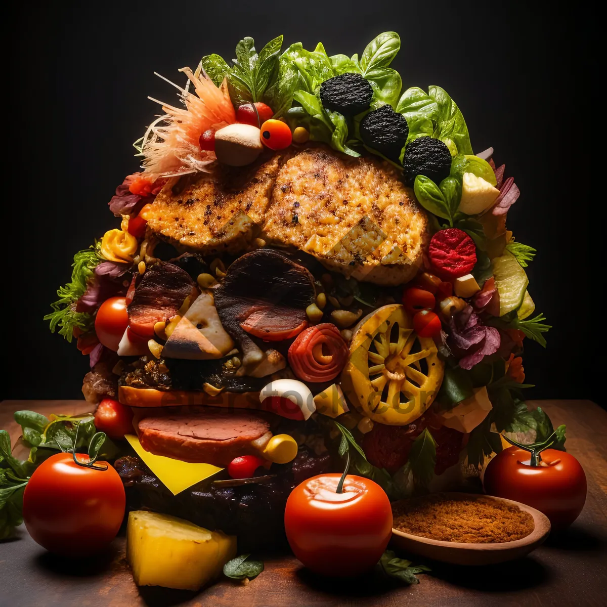 Picture of Fresh Fruit and Vegetable Basket for Healthy Diet