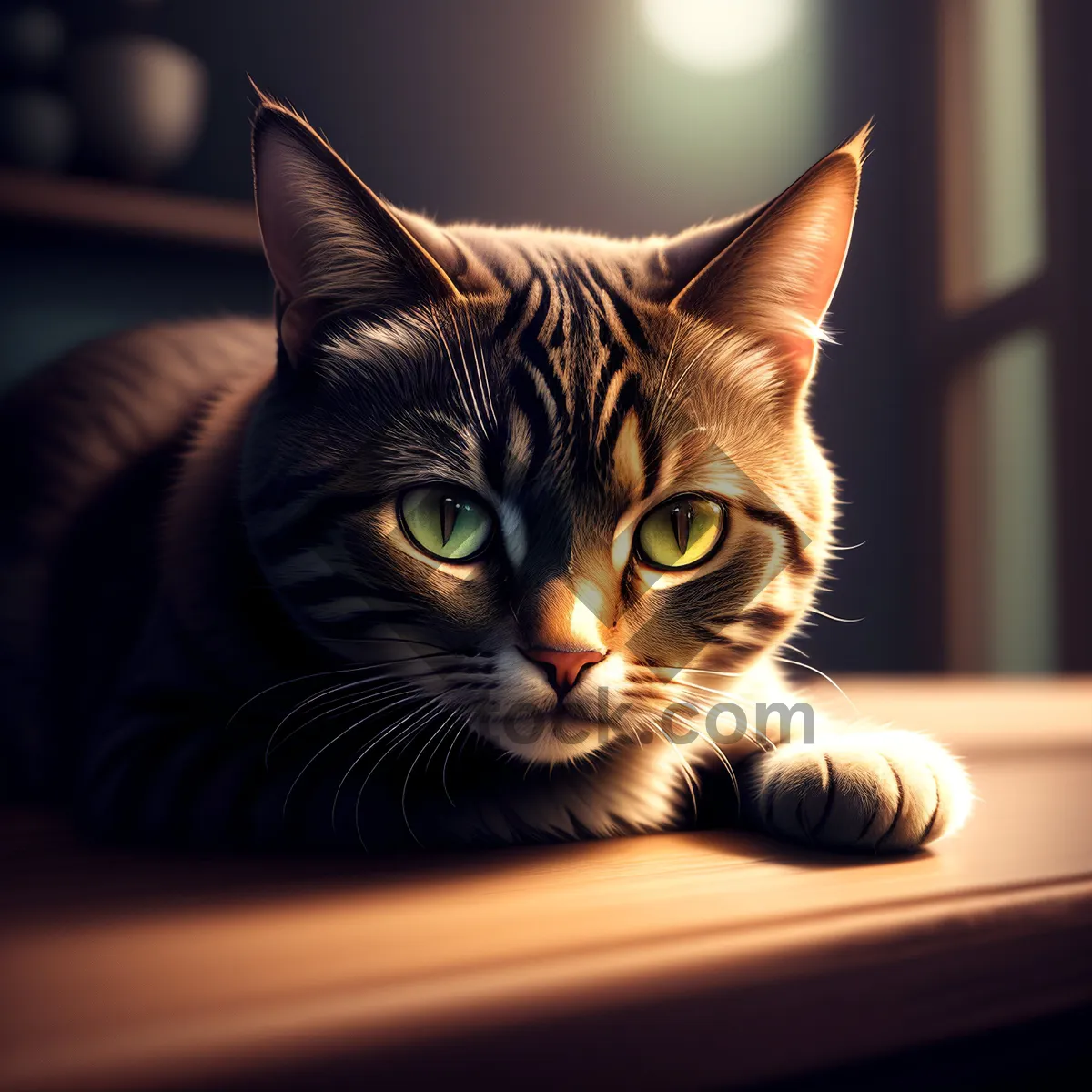 Picture of Adorable Gray Tabby Cat on Windowsill