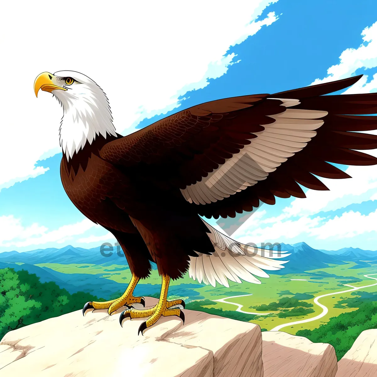 Picture of Graceful Wings: Majestic Bald Eagle Soaring in the Wild