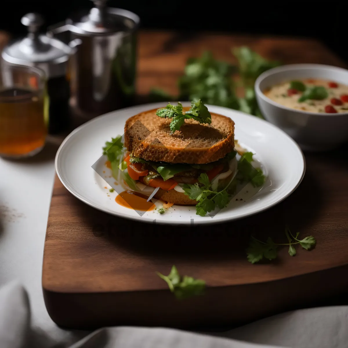 Picture of Vegetable salad bowl with fresh ingredients on table