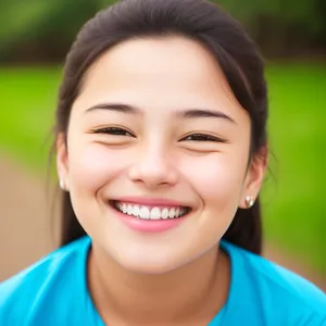 Attractive lady with radiant skin and happy smile.