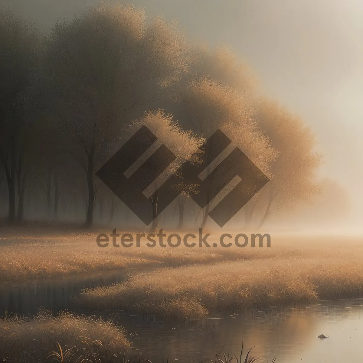 Picture of Golden Sunset Over Rural Summer Landscape