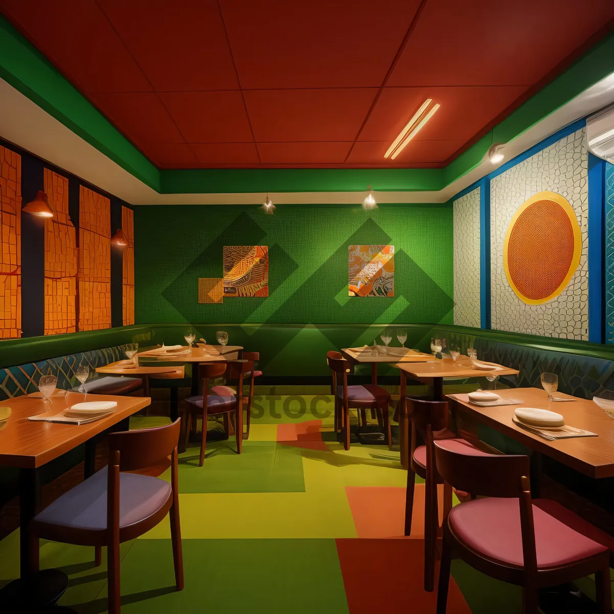 Picture of Modern Restaurant Interior Design with Luxury Furniture and Decor