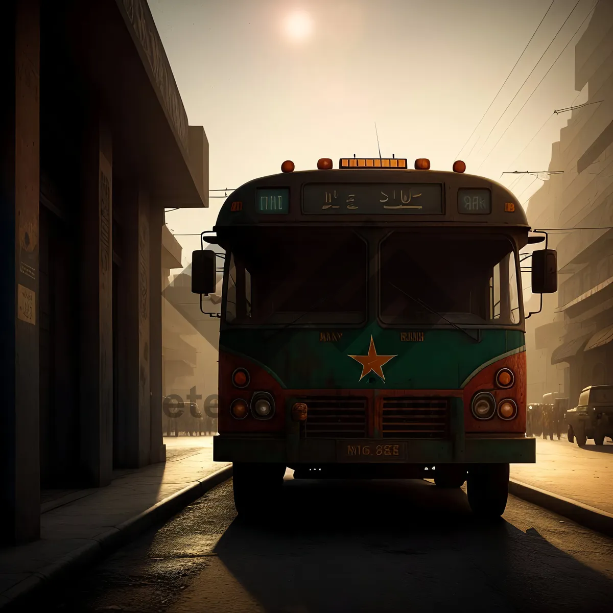 Picture of Public Transport Shuttle Bus on City Street