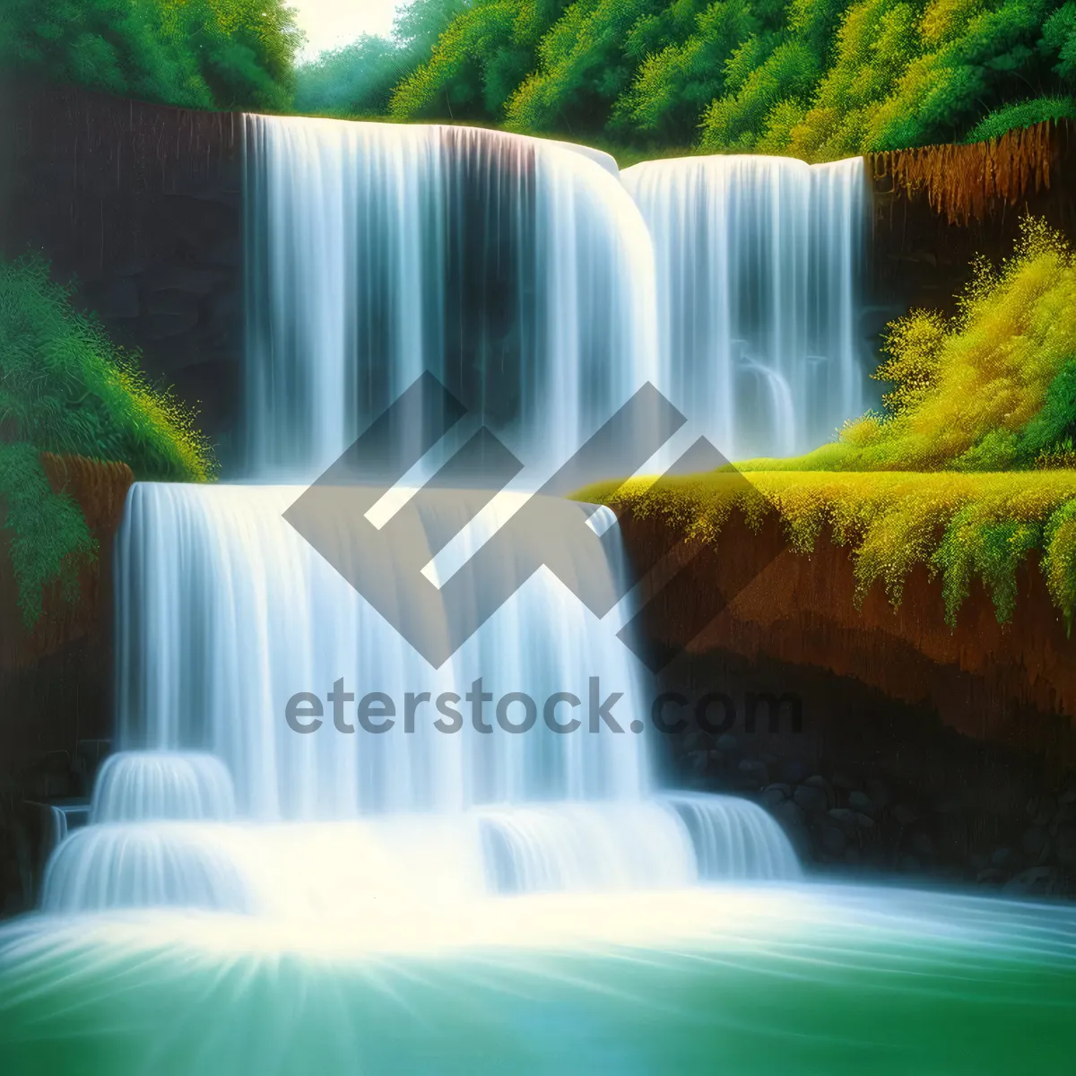 Picture of Wild Mountain Waterfall in Forest Park