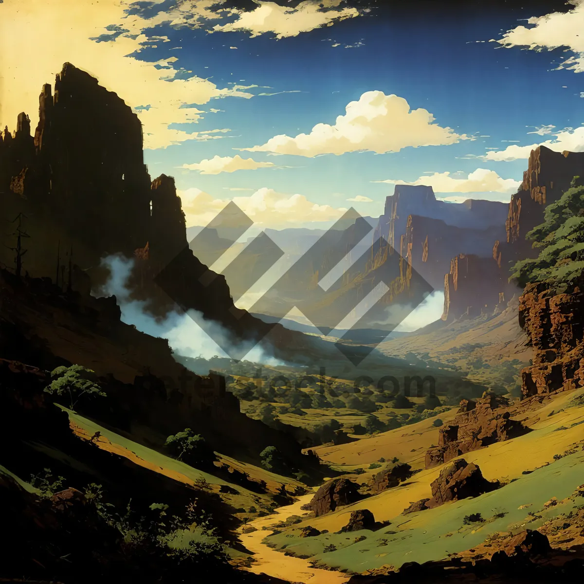Picture of Majestic Grand Canyon Valley Landscape Under Clear Skies
