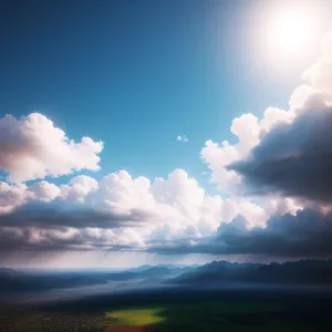 Vibrant Summer Sky Covered in Fluffy Clouds