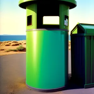 Container and Box with Mailbox, Ashcan, and Bin.