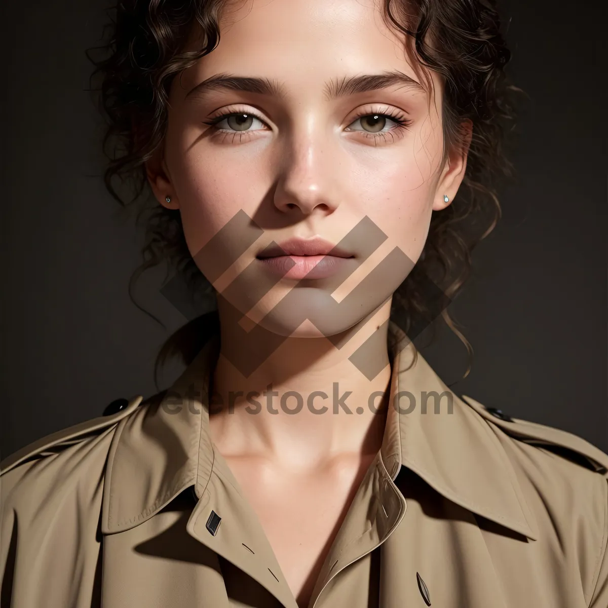 Picture of Smiling Brunette Nurse With Stethoscope