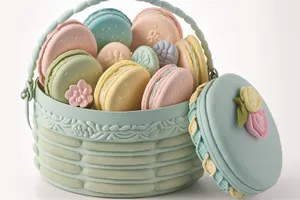 Easter egg display on kitchen plate rack