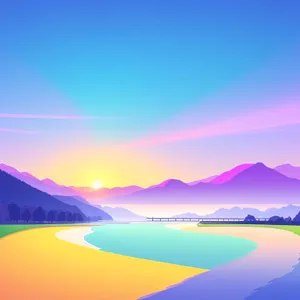 Serene Summer Sky: Artistic Wave Design in Sunlit Landscape