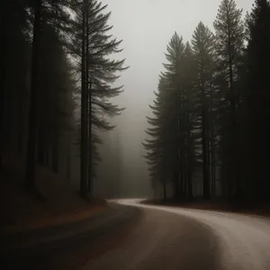 Majestic Pine Forest in Autumn Gloom