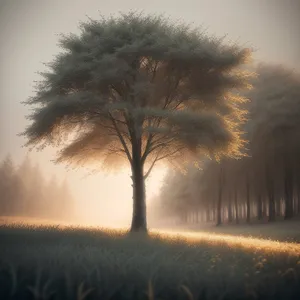 Majestic Winter Sunrise over Snowy Forest