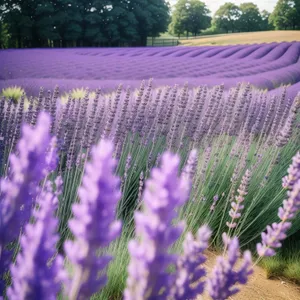 Serene Lavender Blooms in Rural Landscape