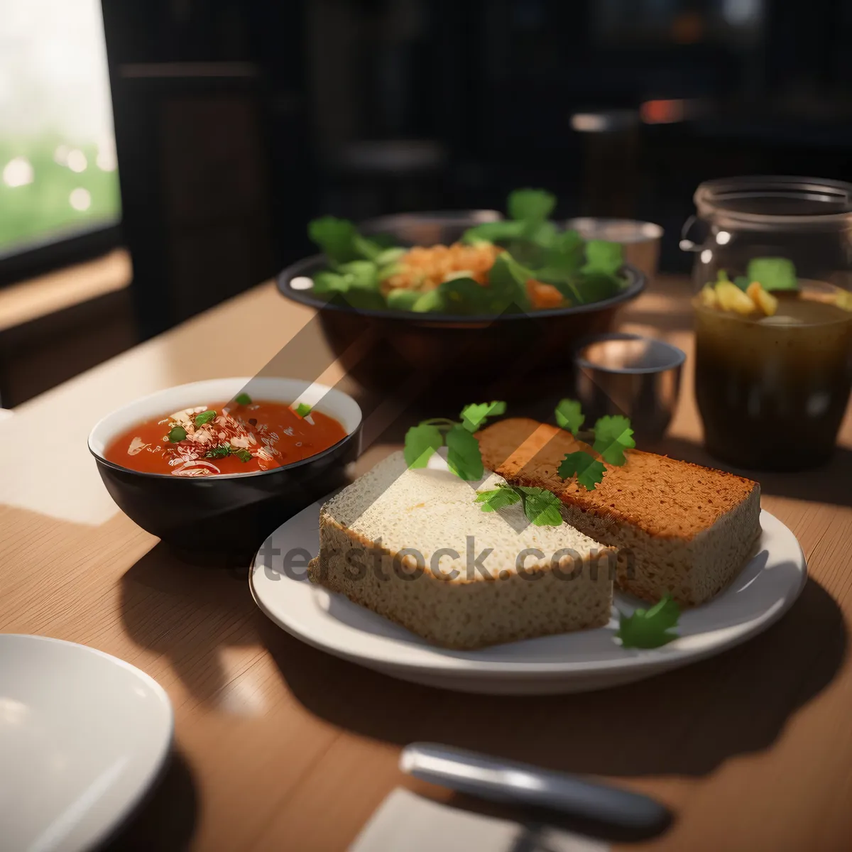 Picture of Healthy Gourmet Dinner Plate with Fresh Vegetables and Salad