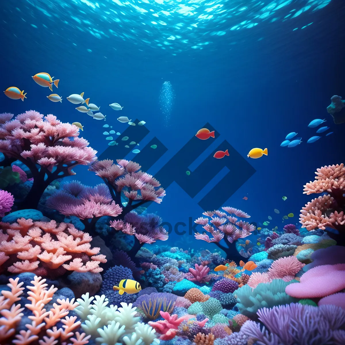 Picture of Colorful Reef Life Underneath Sunlit Waters