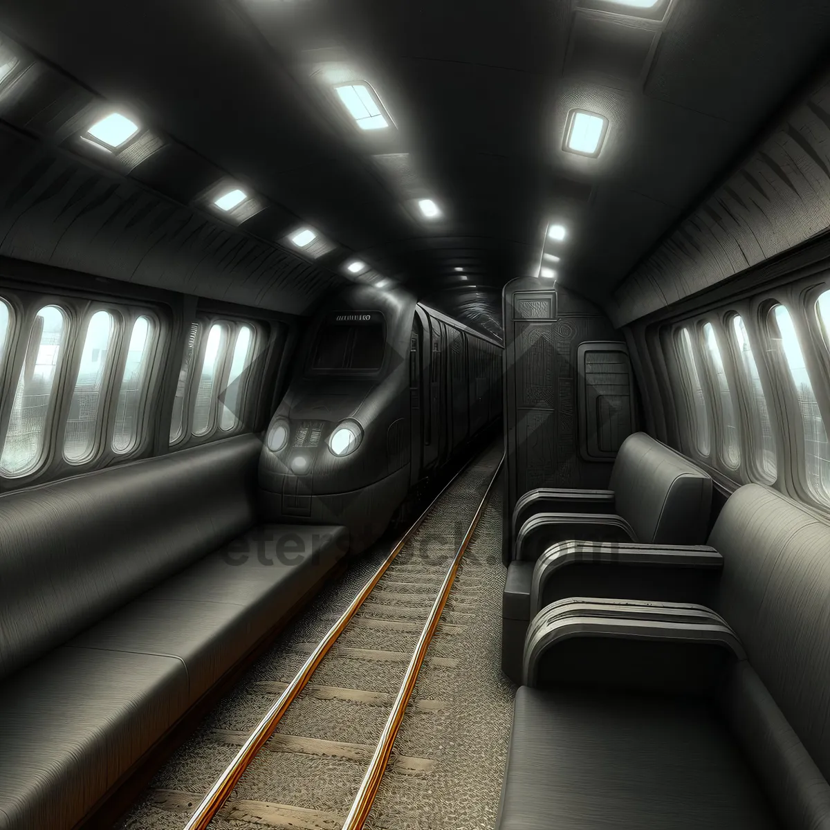 Picture of Urban Bullet Train Speeding through Subway Tunnel