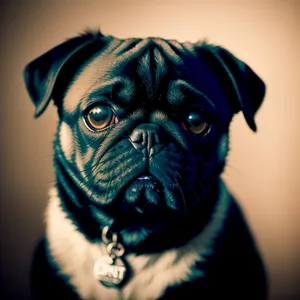Adorable Black Pug Bulldog - Purebred Pet Portrait