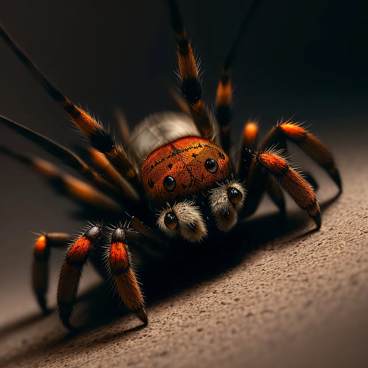 Picture of Close-up of Black Ladybug on Barn Spider: Summer Wildlife