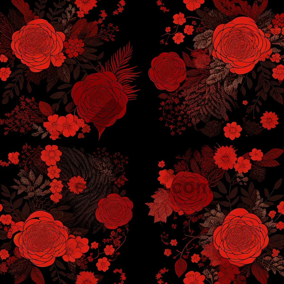 Picture of Vintage floral pattern with ornate design elements.