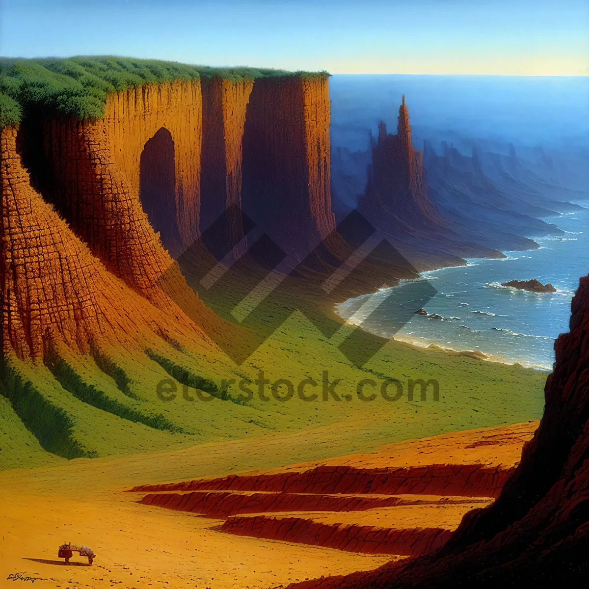 Picture of Sunset Canyon: Majestic Valley Amidst Towering Mountains