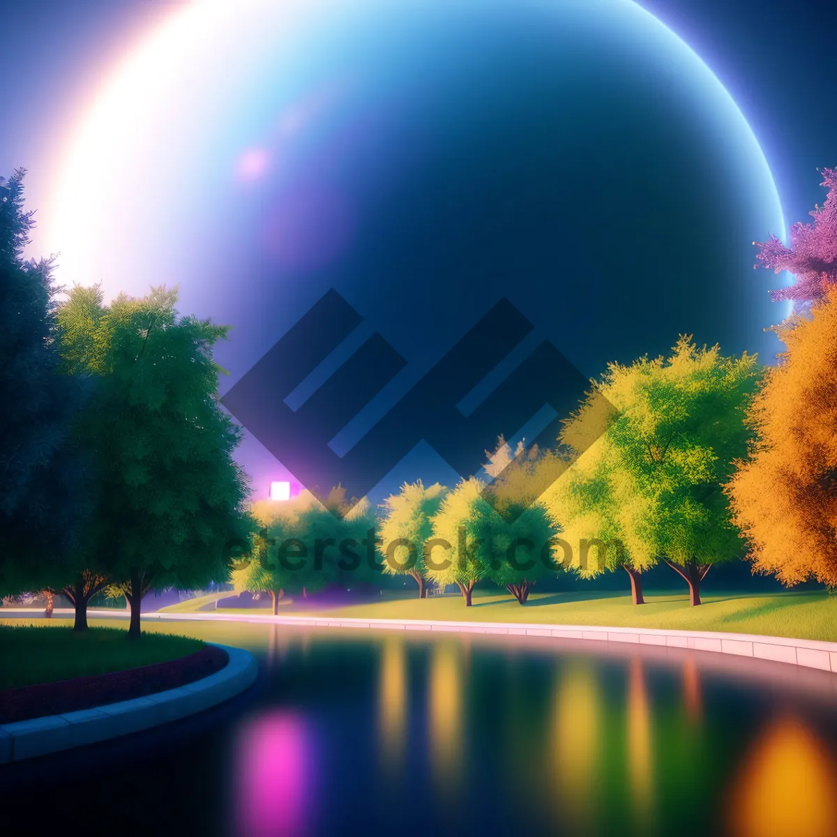 Picture of Colorful Horizon over Rural Summer Landscape