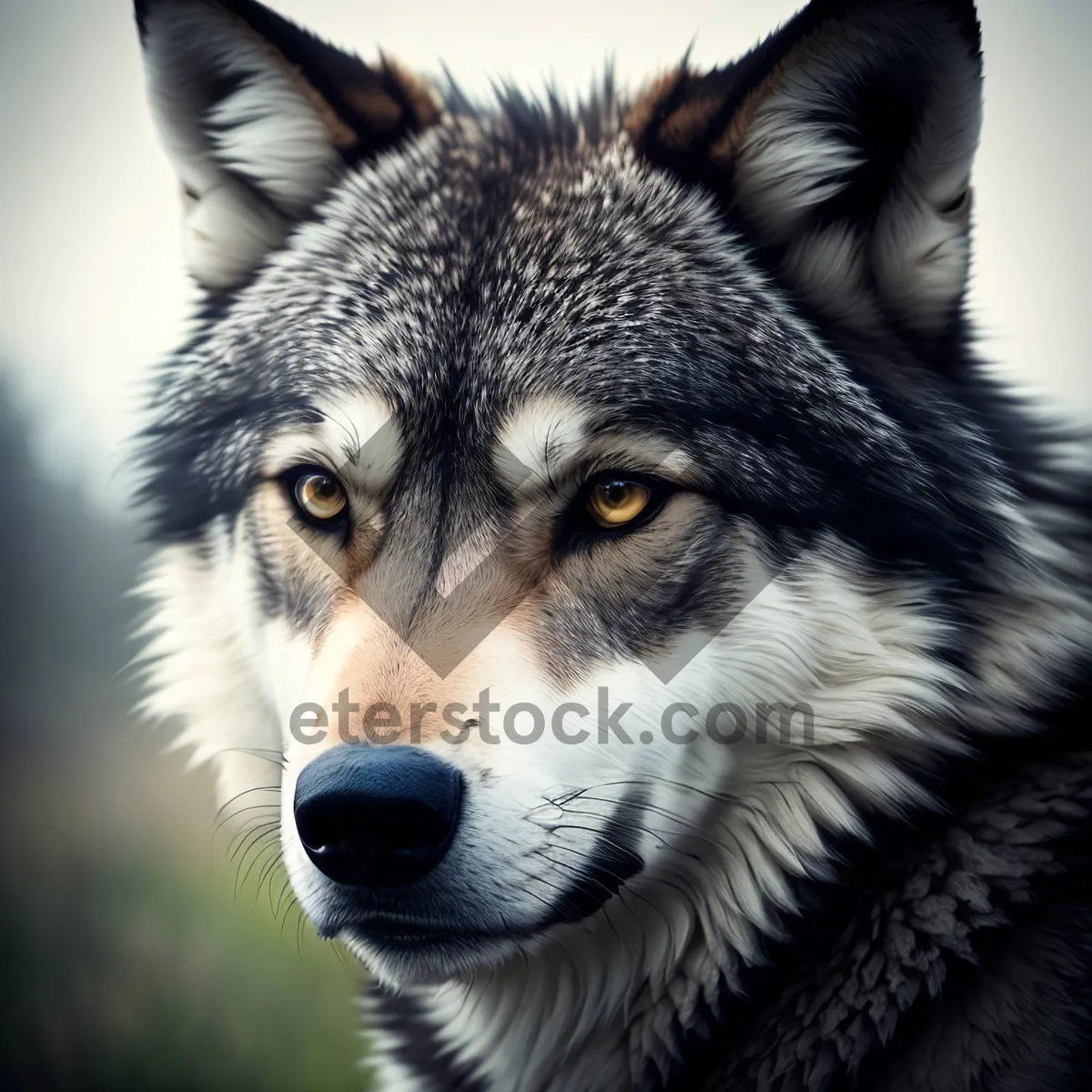 Picture of Majestic Malamute: Adorable Sled Dog with Intense Gaze