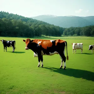 Peaceful Rural Ranch with Grazing Horses and Cattle