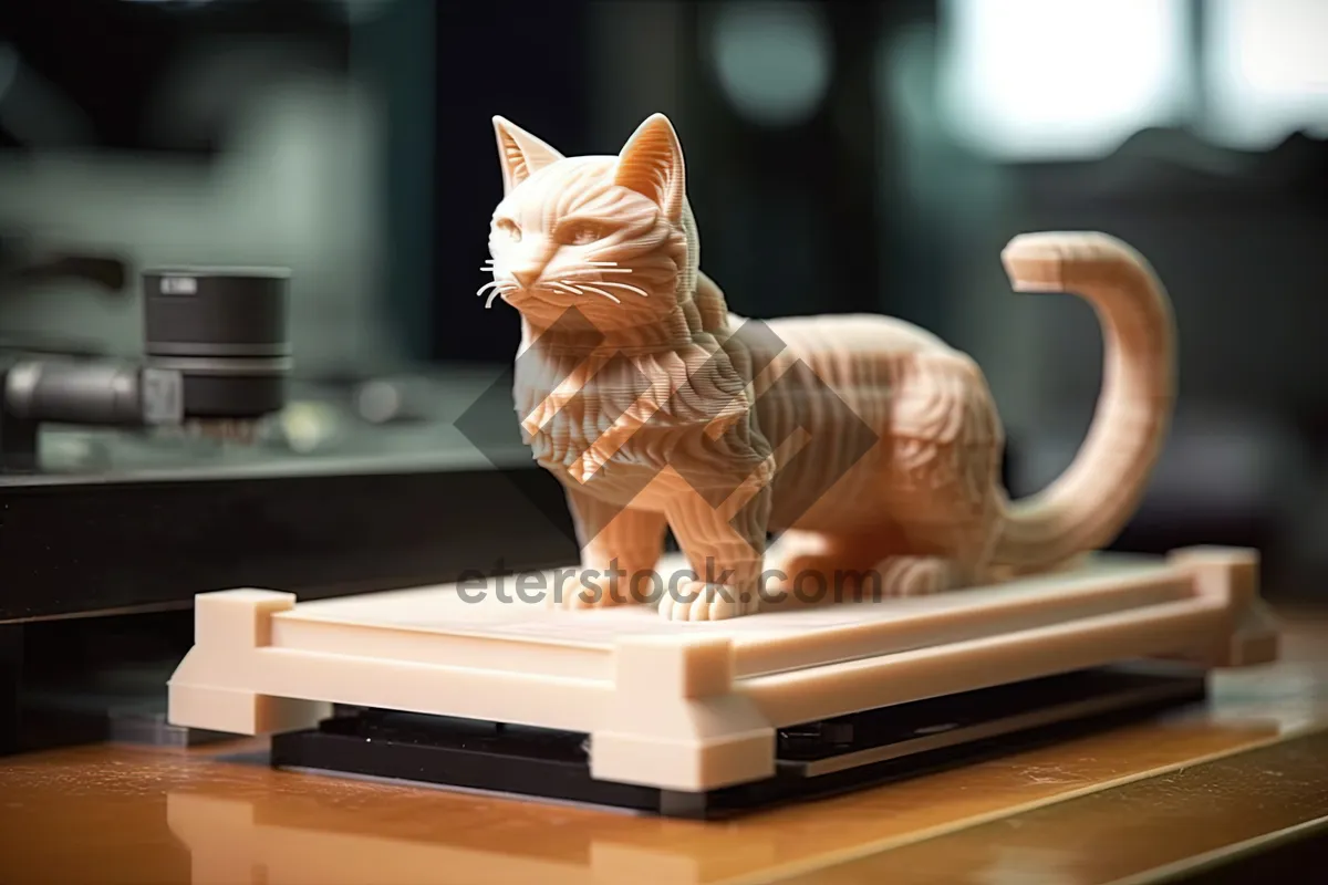 Picture of Office worker with cat typing on laptop keyboard