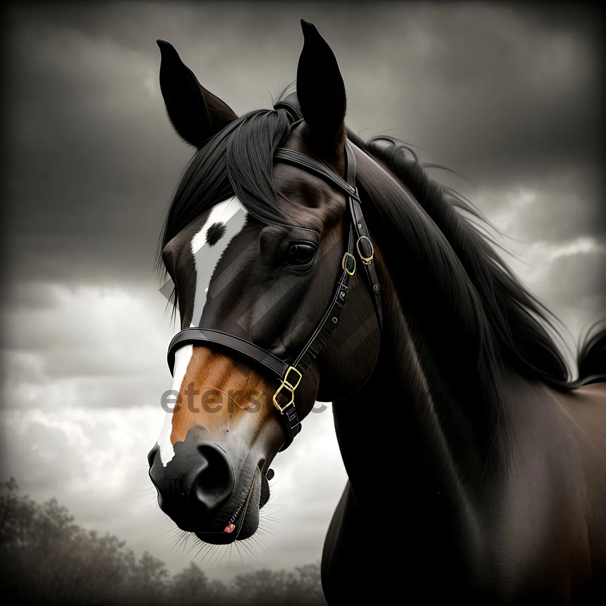 Picture of Majestic Stallion in Bridle and Halter