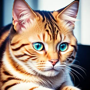 Fluffy Tabby Cat Portrait: Cute and Curious Kitty