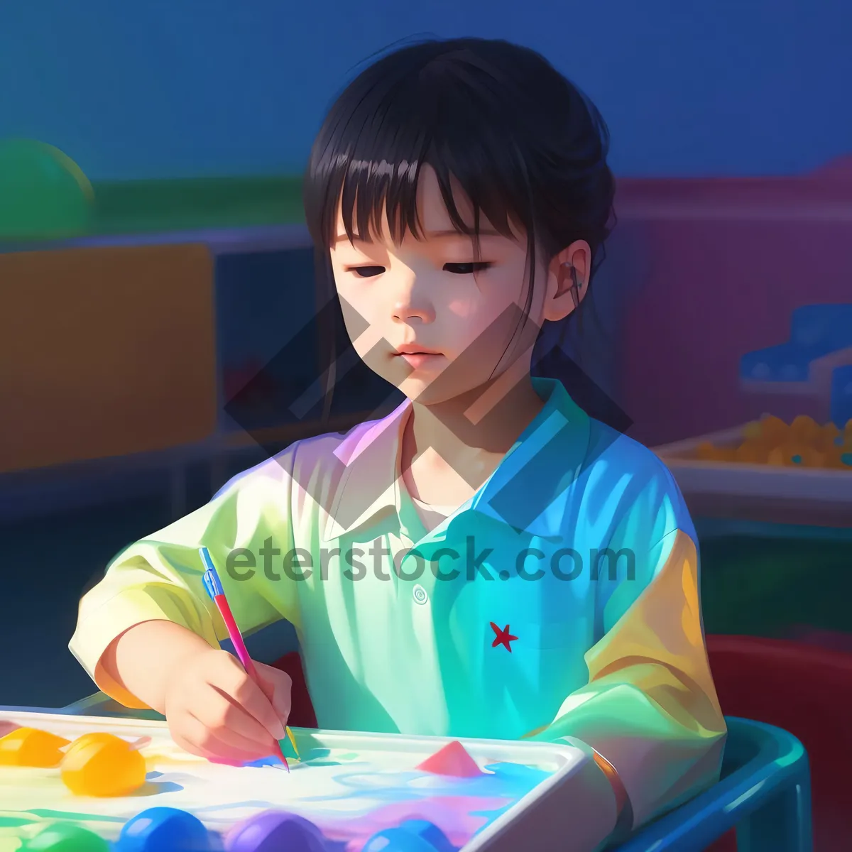 Picture of Joyful schoolchildren wearing kimonos in classroom