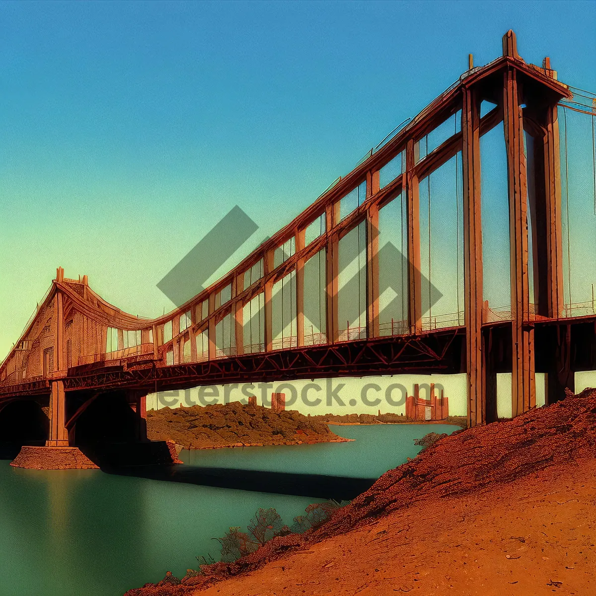 Picture of Golden Gate Bridge at Sunset over the Pacific