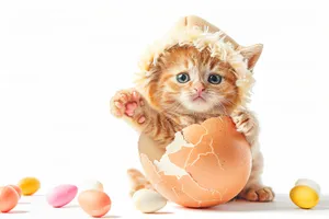 Cute Striped Kitten with Playful Eyes in Studio