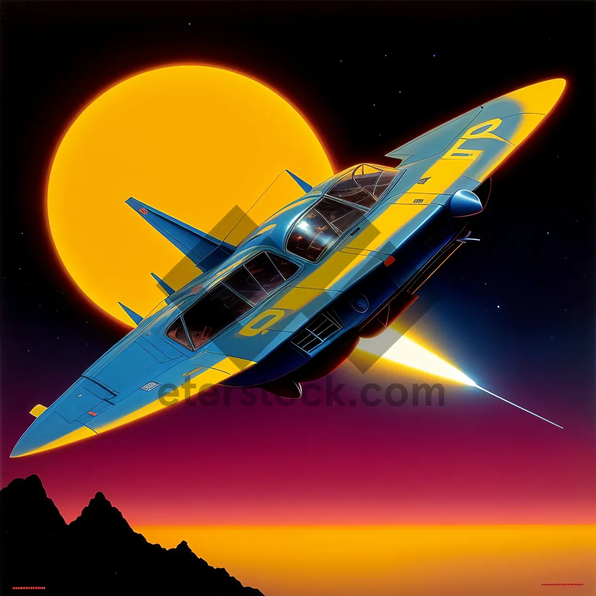 Picture of Sunset Jet Soaring Through Colorful Skies