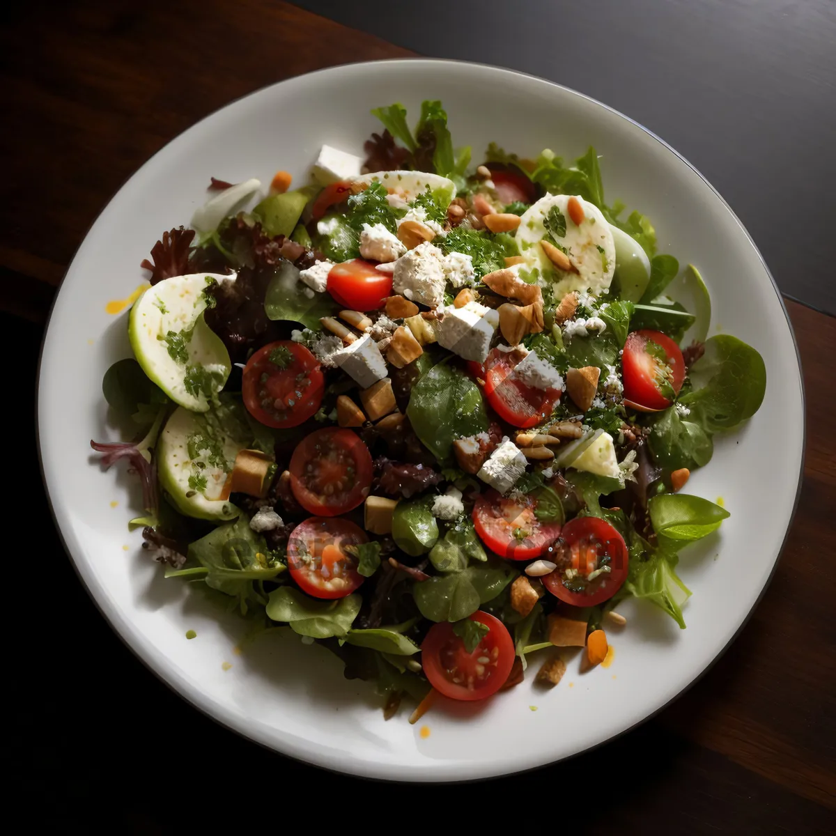 Picture of Fresh summer salad with tomatoes and olives.