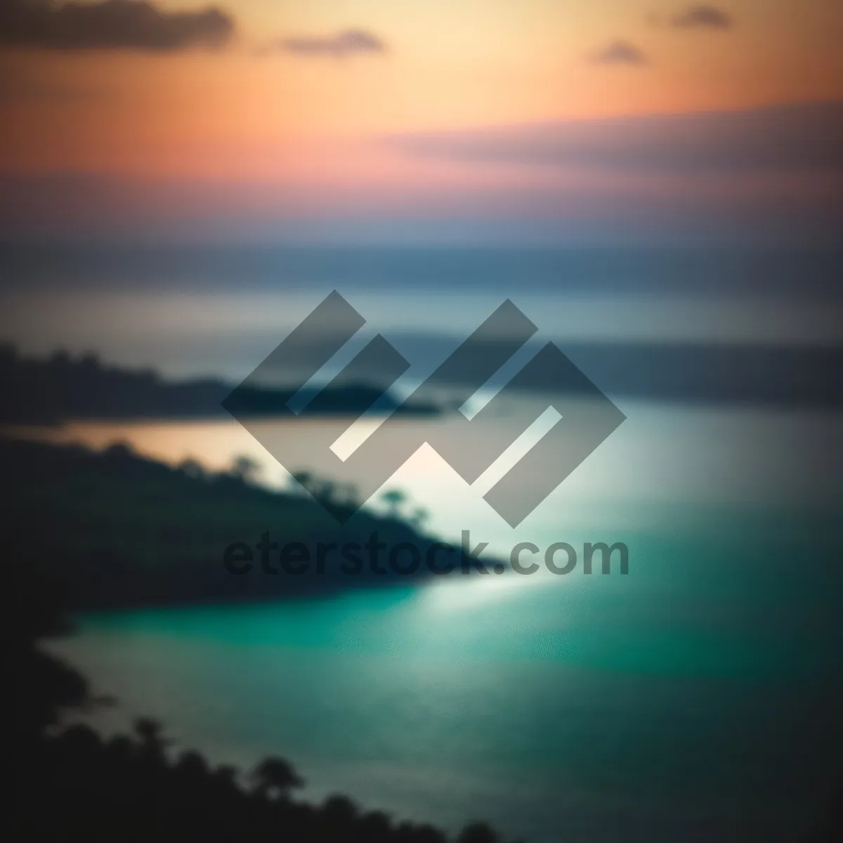 Picture of Silhouetted Serenity: A Dusk Horizon Overlooking a Tranquil Lake