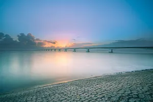 Tropical Sunset Beach Landscape with Ocean Waves