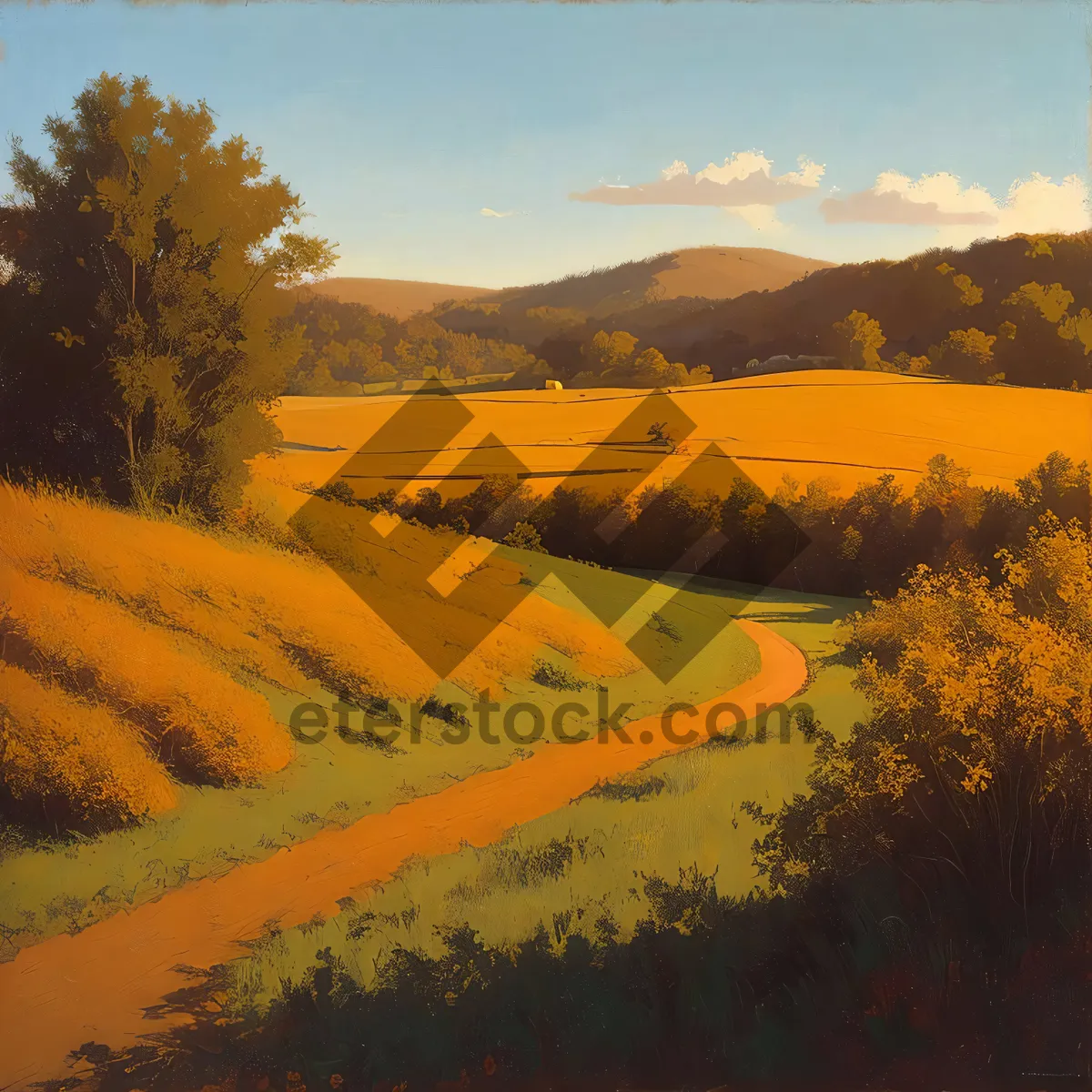 Picture of Golden Desert Serenity: A Majestic Autumn Sunset Over Sand Dunes