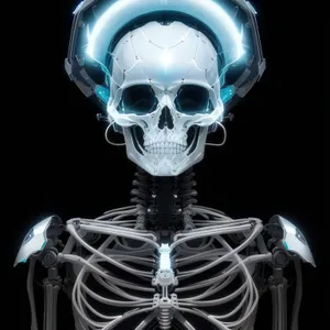 Black skull mask sculpture for medical science concept