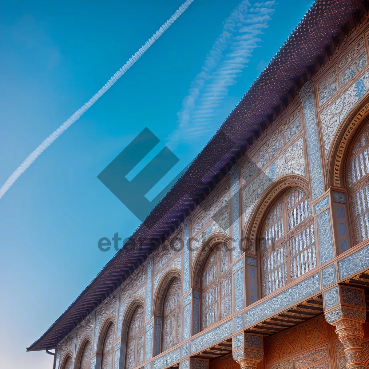 Picture of Historic Church Tower with Old Balcony and Towering Columns