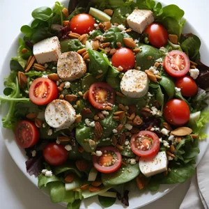Delicious Gourmet Salad with Fresh Vegetables and Cheese