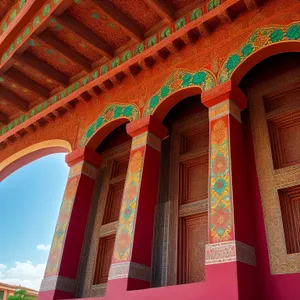 Architectural Marvel: Historic Cathedral with Ornate Balcony and Columns