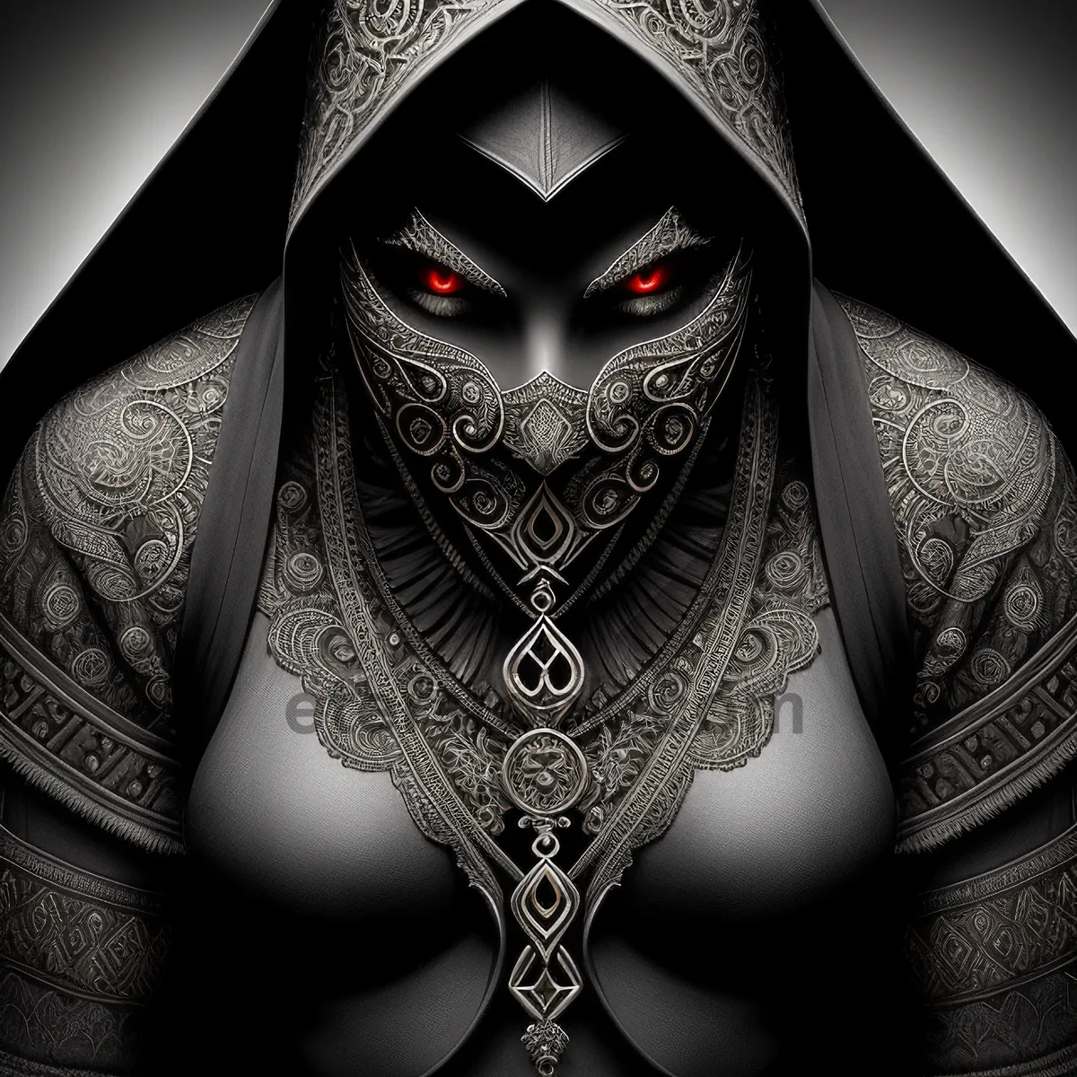 Picture of Mysterious Lady in Black: Designer Mask with Tattoos