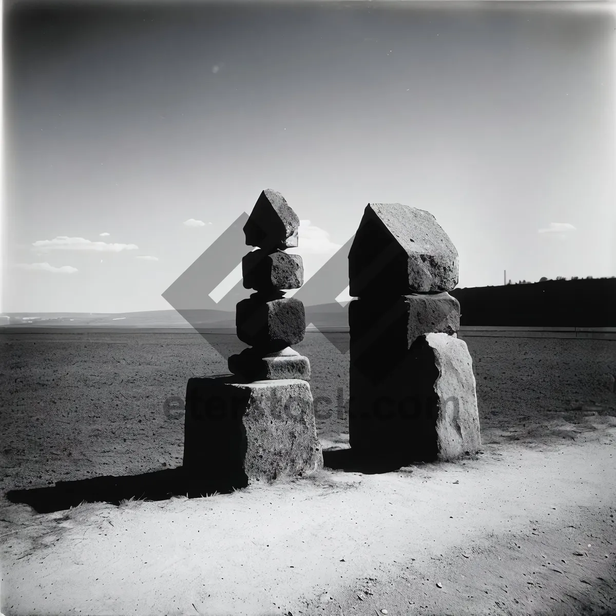 Picture of Serene Memorial: A Historic Gravestone Against a Skyline